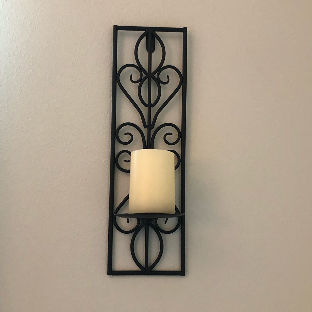 Black wall-sconce with candleholder